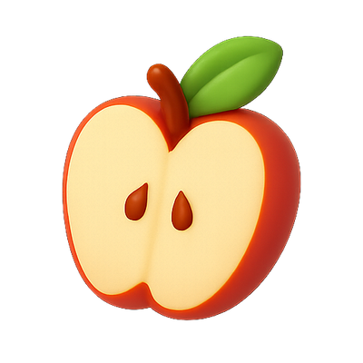 3D Render of a Stylized Apple Icon