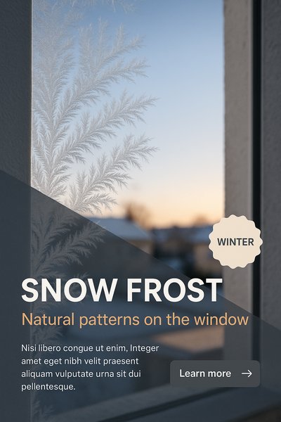 Beautiful Snow Frost Patterns on Window Pane