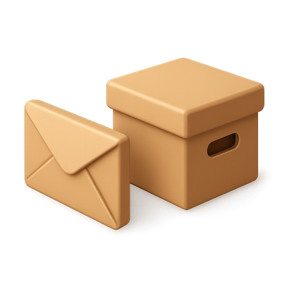 Stylized 3D Mailbox and Storage Box Icon Design