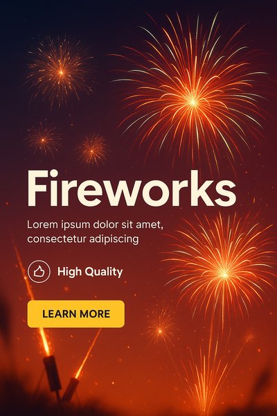 Vibrant Fireworks Display with Call to Action