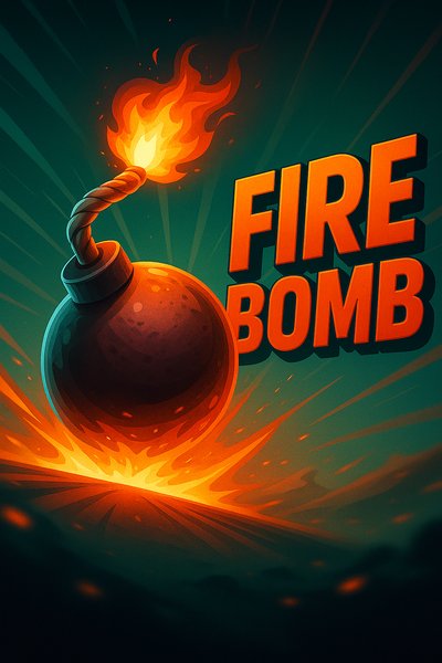 Dynamic Fire Bomb Illustration with Bold Typography
