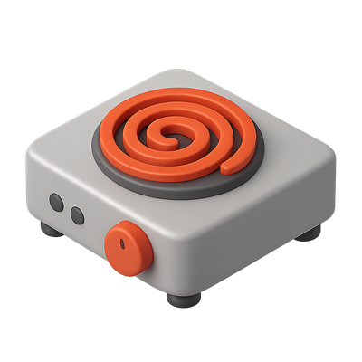 Stylish 3D Cooking Appliance Icon with Heated Coil