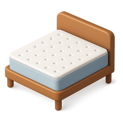 Stylish 3D Bed Icon with Mattress and Frame