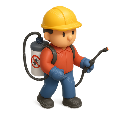 3D Exterminator Icon with Equipment in Isometric View