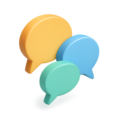 Colorful 3D Speech Bubbles in Isometric View