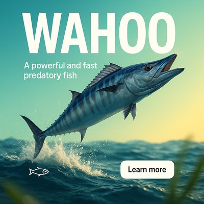 Dynamic Visual of a Wahoo Fish in Action