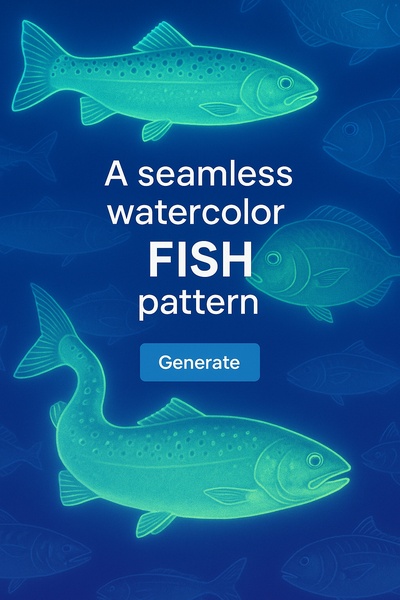 Fluorescent Watercolor Fish Pattern Design