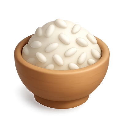 3D Icon of Rice in a Bowl with Isometric View