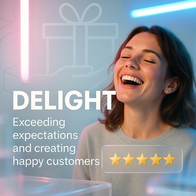 Promotional Image Highlighting Customer Delight and Satisfaction