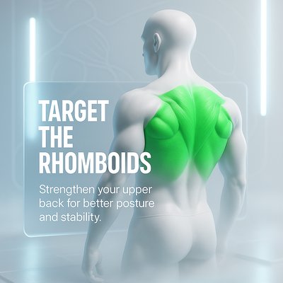 3D Illustration Focusing on Rhomboid Muscles for Fitness Education