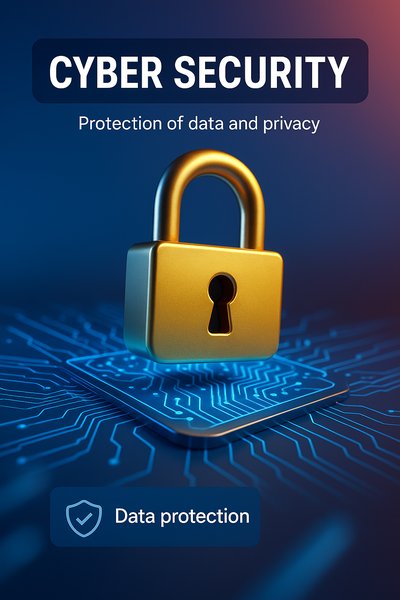 Cyber Security Concept with Lock and Data Protection Theme