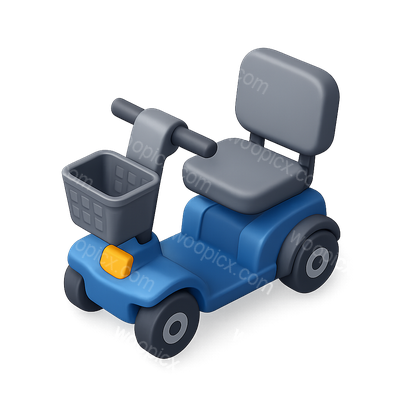 3D Mobility Scooter Icon with Isometric View