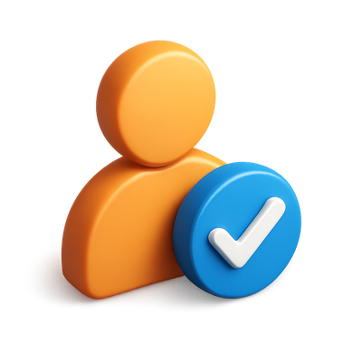 3D Silhouette Icon with Checkmark in Isometric Style