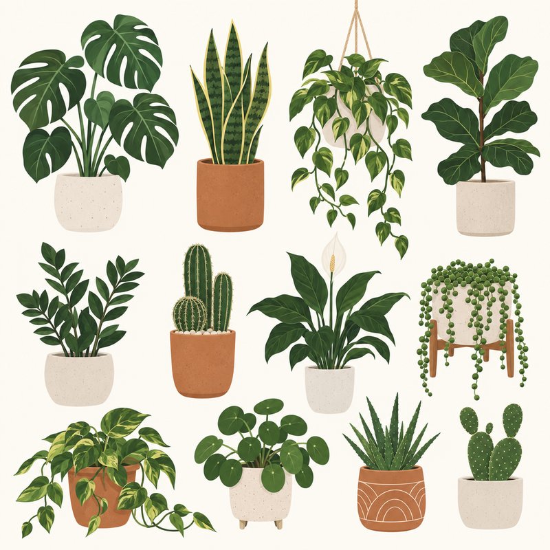 flat houseplant design elements