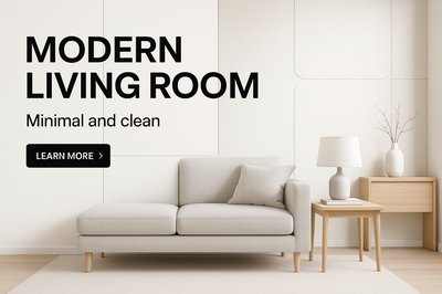 Sleek Modern Minimalist Living Room Design with Typography