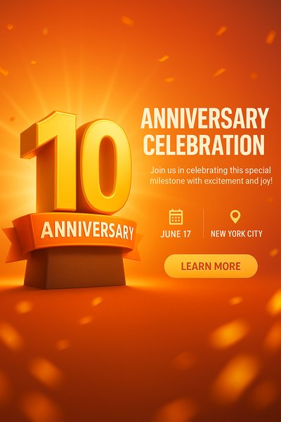 10th Anniversary Celebration Announcement Graphic