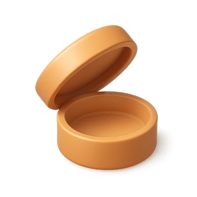 Opened 3D Round Container with Isometric View