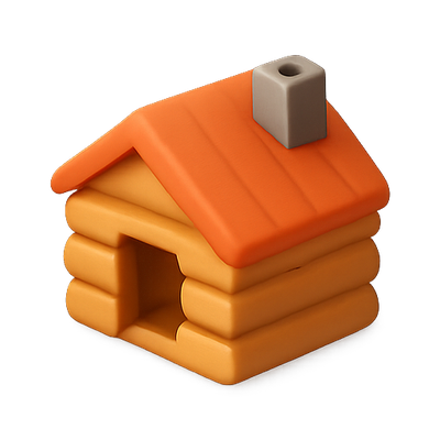 Colorful Toy House Model with Orange Roof