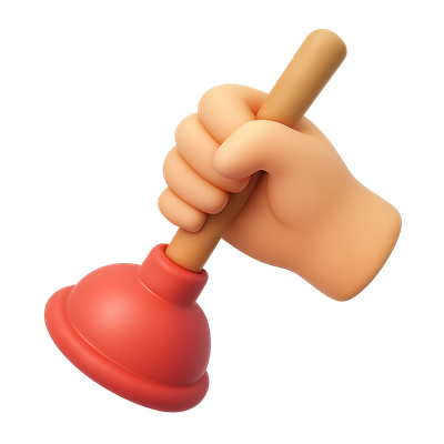 3D Icon of a Hand Holding a Plunger