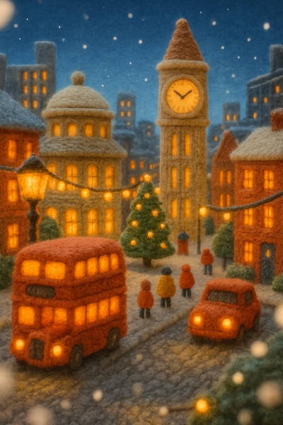 Charming Winter Scene in Birmingham with Felted Textures