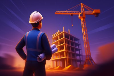 Civil Engineer Overseeing Dynamic Construction Site