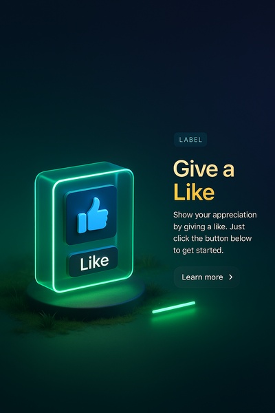 Neon 3D Scene with Like Button and Label