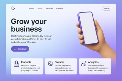 Multilayer Landing Page Design with Modern Aesthetics