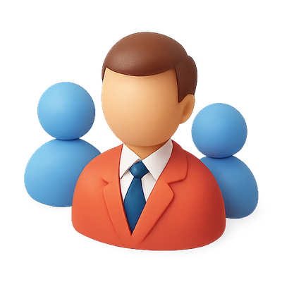 3D Character Representation of a Businessman with Abstract Figures