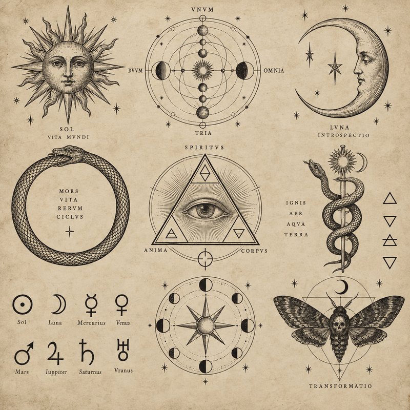 alchemy and occult design elements