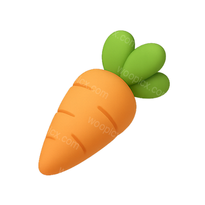3D Render of a Cartoon Carrot with Green Leaves