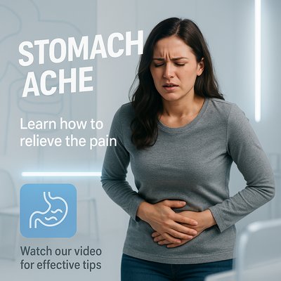 Health Awareness Graphic on Stomach Ache Relief Tips