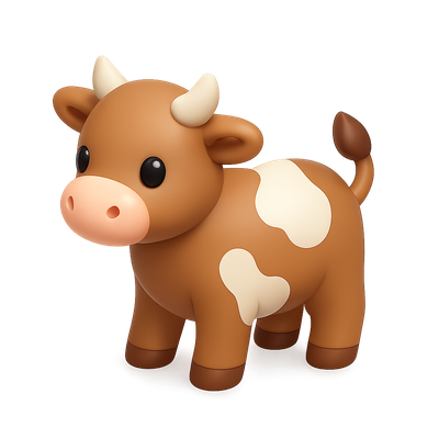 Cute 3D Calf Icon in Isometric View