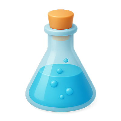 Stylized Laboratory Flask with Blue Liquid