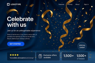 Dynamic Landing Page Design with Celebration Theme