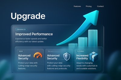 3D Design Web Page with Feature Blocks