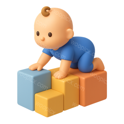 3D Baby Milestone Icon with Building Blocks