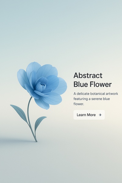 Delicate Abstract Blue Flower Background in 3D Style