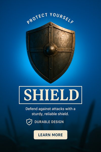 Promotional Banner for Shield Product with a Sturdy Design