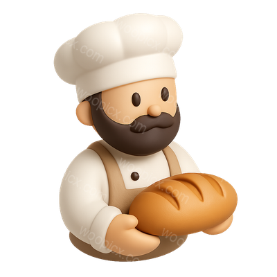 Charming 3D Baker Icon Holding Bread