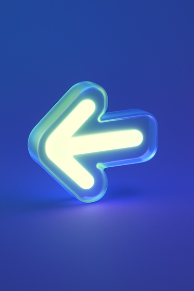 Glowing 3D Arrow Icon in Soft Shadows