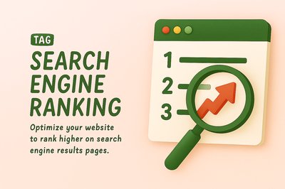 3D Conceptual Graphic on Search Engine Ranking