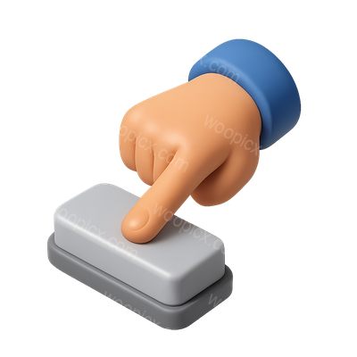 3D Vote Button Icon with Hand Pressing Action