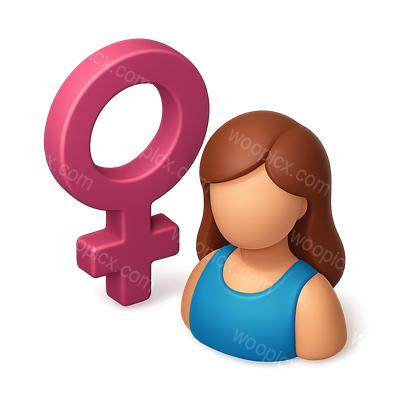 3D Female Icon with Isometric Design and Volumetric Feel