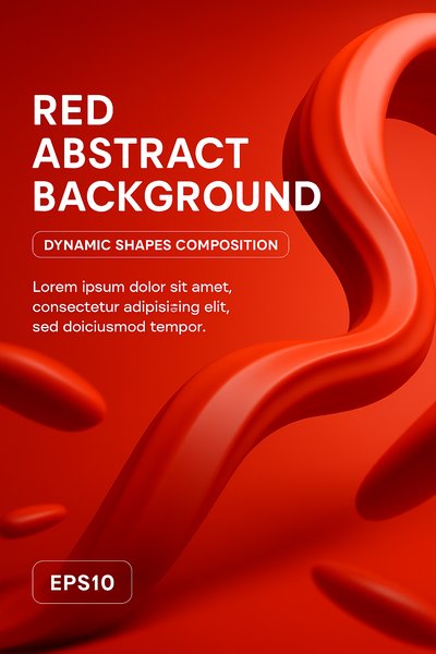 Dynamic Red Abstract Background with Fluid Shapes