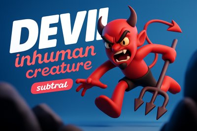 Dynamic 3D Illustration of a Devil Character