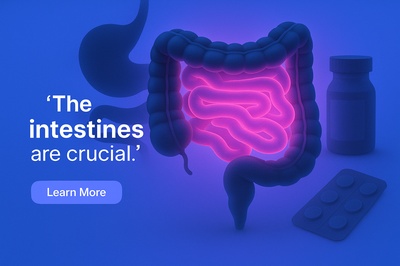 Fluorescent Neon Pink Intestines with Medical Context