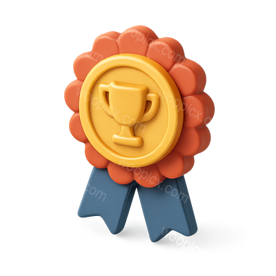 3D Award Icon with Trophy Design and Isometric View