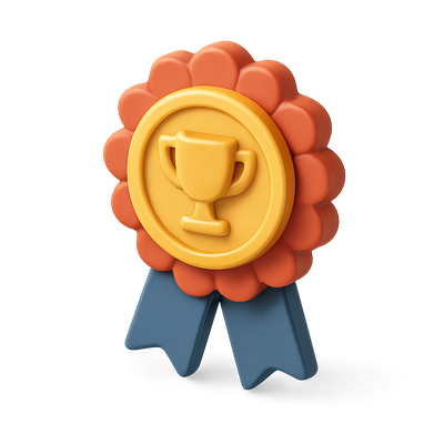 3D Award Icon with Trophy Design and Isometric View