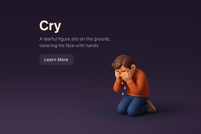 Melancholy Scene: A Tearful Figure in 3D Realism