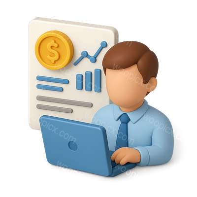 3D Icon of a Compensation Analyst with Data Visualization